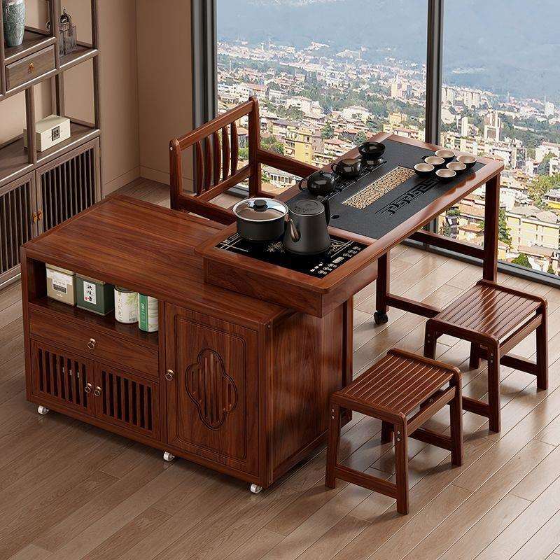可旋转茶桌小型茶车柜客厅新中式移动喝茶台阳台家用沙发组合茶几