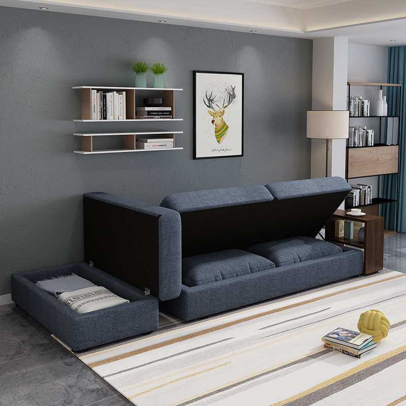 日式客厅沙发布艺小户型可折叠沙发床现代简约拆洗转角三人经济型