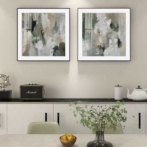 现代抽象客厅沙发装饰画清新绿色餐厅饭厅挂画书房走廊玄关壁画