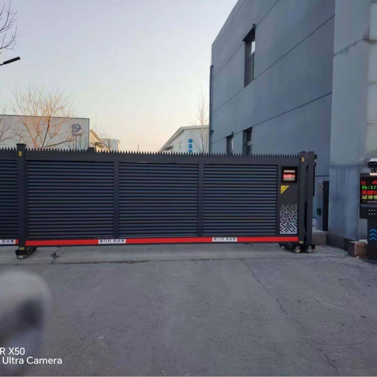 电动段滑门平移门铝合金伸缩大门分段无轨直线门电动门滑轨门