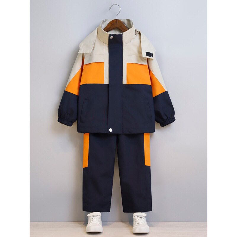 春秋冬儿童冲锋衣帽子校服套装中