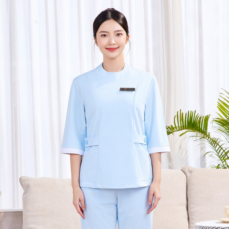 修身短款护士服分体套装女七分袖