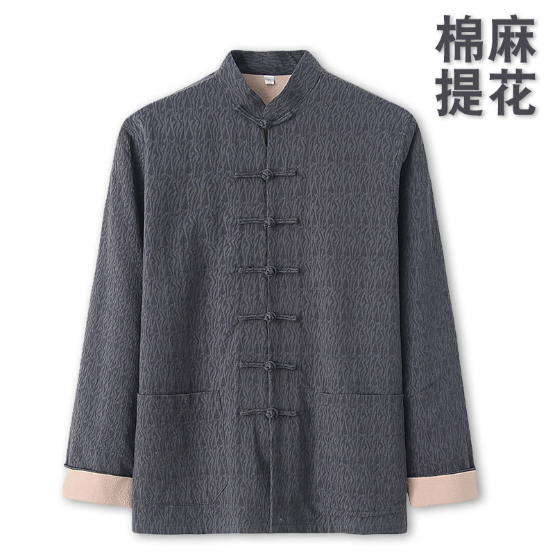 春秋唐装男中老年长袖棉