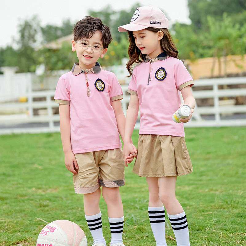 幼儿园夏季粉色清新运动校服专属