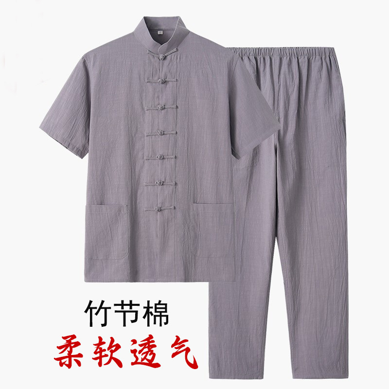 中国风唐装男纯棉短袖套