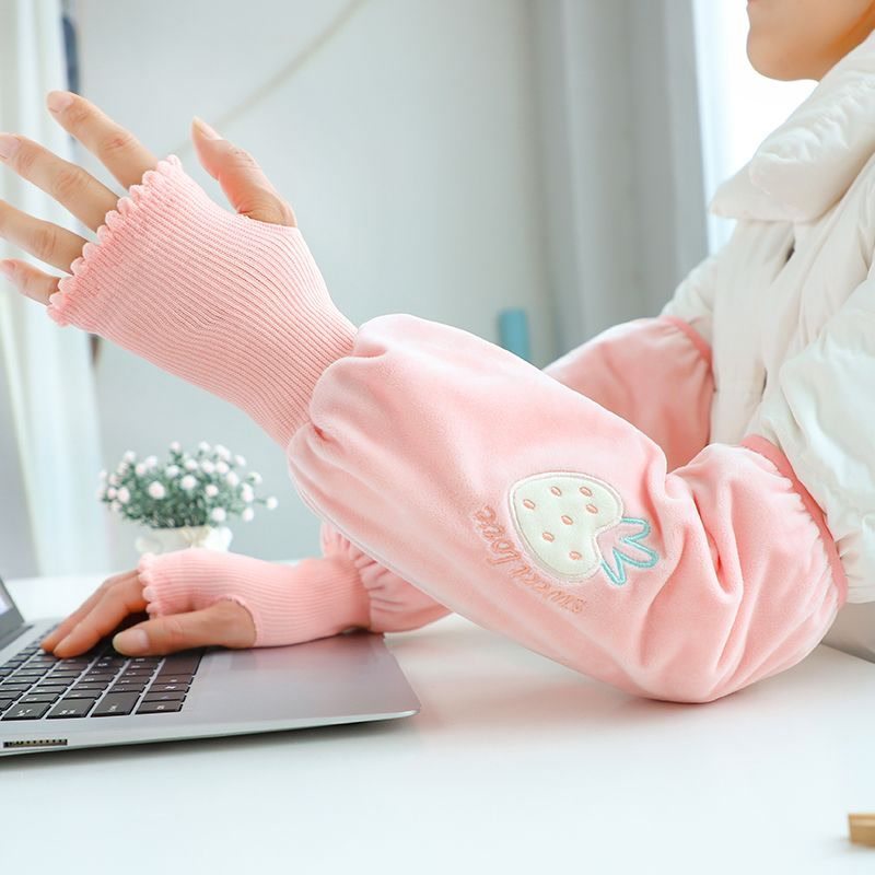 韩版袖套女长款秋冬季成人可爱工作套袖短款学生防污护袖耐脏袖头