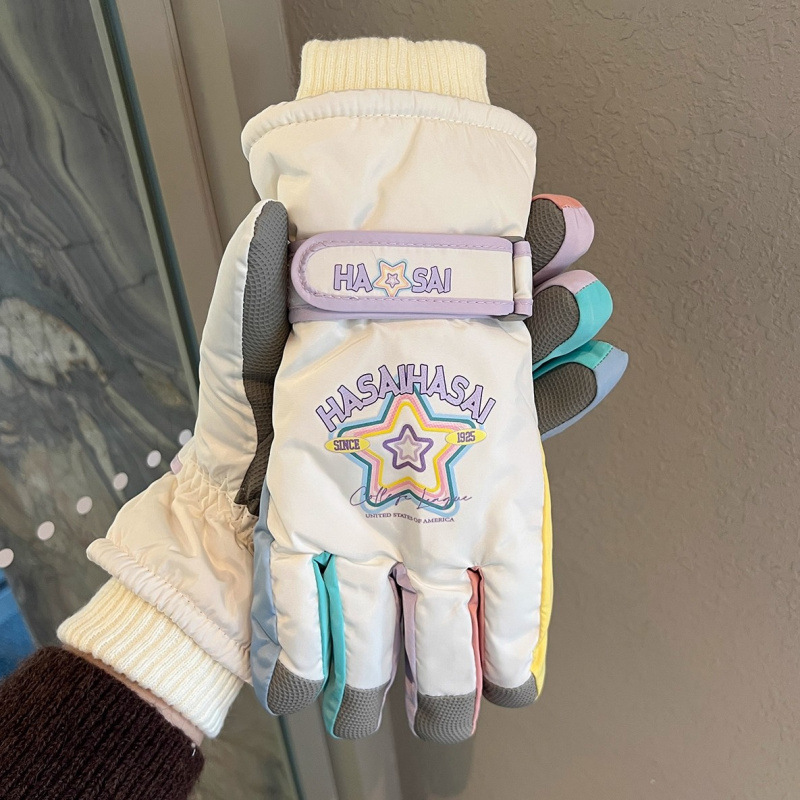 2025新款滑雪手套冬季女加绒加厚保暖防风防寒骑行电动车五指触屏