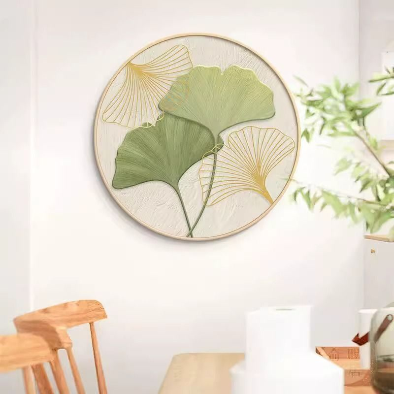 小清新圆形装饰画奶油原木风餐厅背景墙玄关高级挂画饭厅卧室壁画