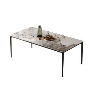 加澄铝合金岩板餐桌椅意式极简餐台现代简约轻奢四条脚长方形餐桌