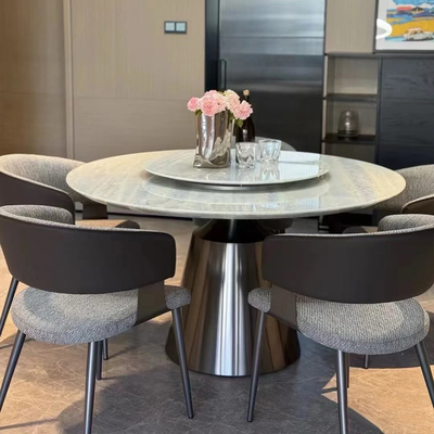 天然蓝水晶奢石圆形餐桌椅组合