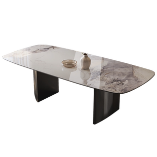 加澄意式潘多拉岩板餐桌椅组合现代简约轻奢长方形小户型吃饭桌子