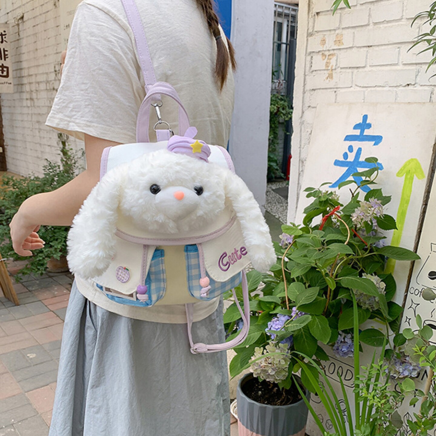 女孩子毛绒小兔子立体玩偶背包儿童可爱卡通双肩包男女童迷你书包