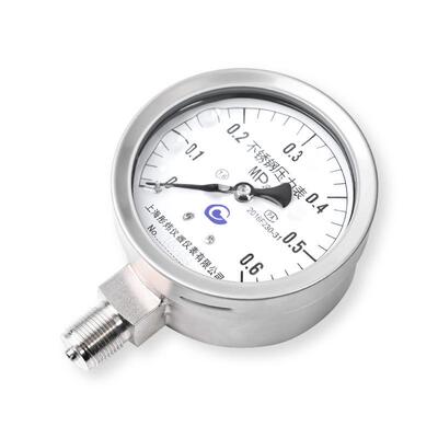 启利【YTN100F 不锈钢耐震压力表 0-1.6MPa】径向水压气压液压油
