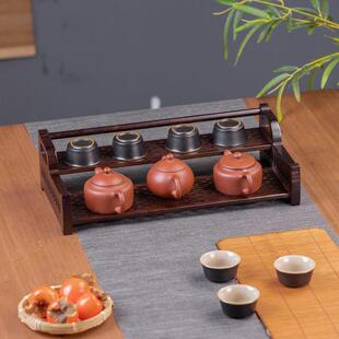 紫砂壶摆放架茶杯架子茶具茶器收纳架茶桌桌面上博古架小型置物架