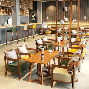 奶茶店甜品店咖啡厅桌椅书吧洽谈接待区会客沙发桌椅组合简约休闲