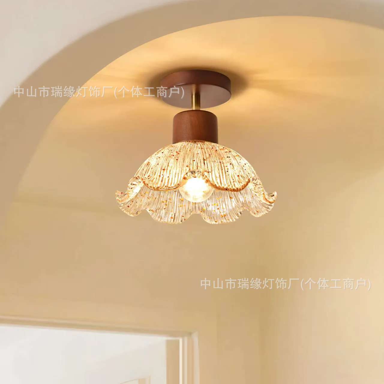 法式中古风创意花朵过道灯中式复古走廊玄关厨卫阳台吸顶灯家用