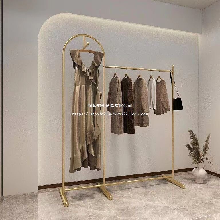 黑色简约服装架商场服装店展示架落地式网红店轻奢陈列架铁艺衣架
