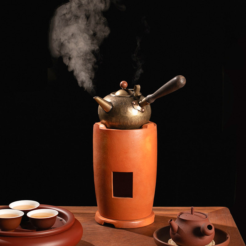 传统闽西副榜手工红泥炭火煮茶炉潮汕工夫茶具室内电炭两用小火炭