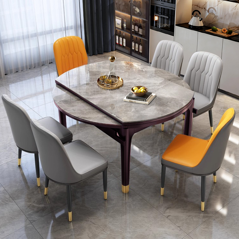 岩板餐桌现代简约轻奢实木饭桌子