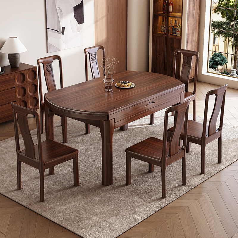 新中式实木餐桌椅组合