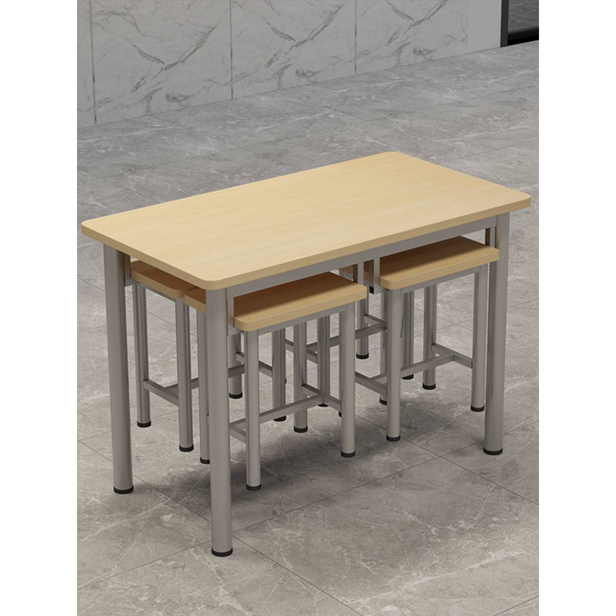 食堂餐桌椅组合学校工厂餐厅员工4人6人8人饭堂餐桌挂凳快餐桌椅