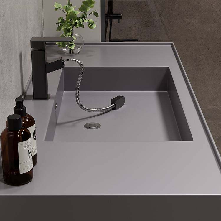 意式轻奢微晶石一体盆实木智能组合浴室柜卫生间洗手洗脸洗漱台