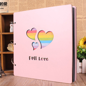 16寸木质DIY手工粘贴式 D创意情侣影集纪念收藏册送男女朋 相册本