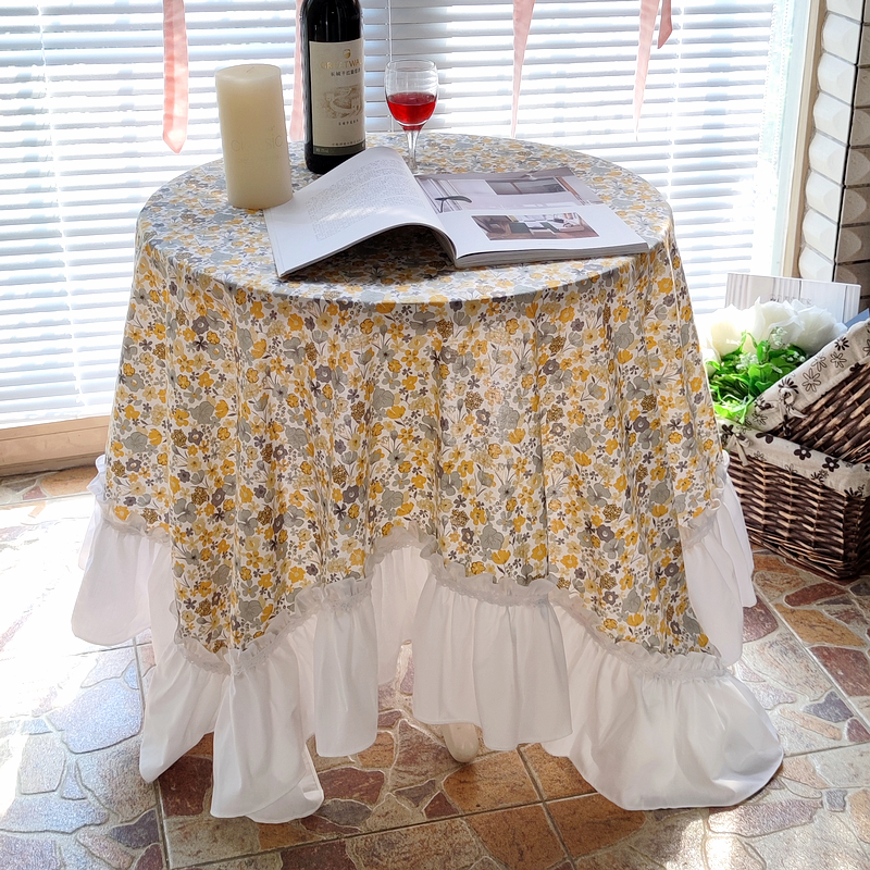 法式美式韩式小i碎花小清新蕾丝全棉桌布台布盖布沙发巾电视盖布