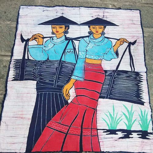 民族风餐厅客栈苗族蜡染桌旗茶旗 蜡染茶几布桌布 蜡染Y壁挂画门