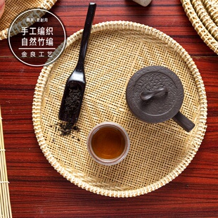 精品手编竹扁竹i筛镂空饺子盘家用晾晒竹簸箕圆形小筛子餐厅竹托