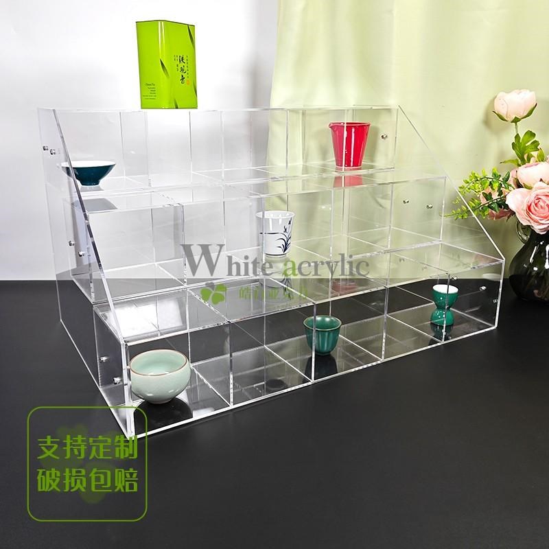 亚克力透明阶g梯茶杯展示架茶壶杯子收纳架透明玻璃杯置物架茶杯