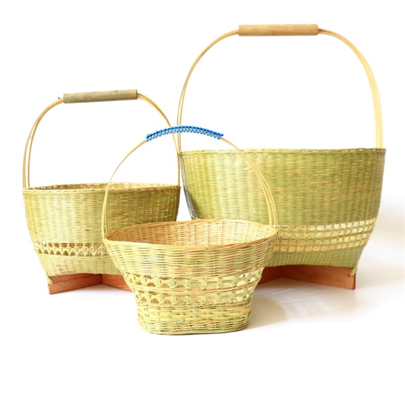 竹编手提篮手工制作竹篮子水果篮家用野餐篮M鸡蛋篮竹筐收纳采摘