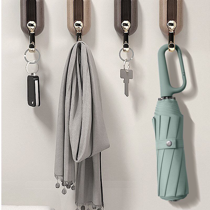 创意环扣手柄设计全m自动10骨抗风伞简约纯色三折自开收男女折叠