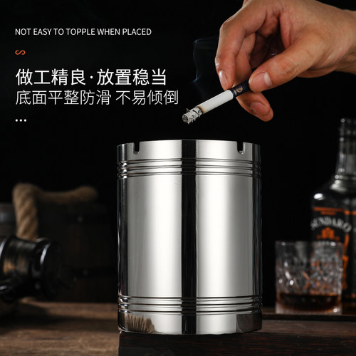 酒吧餐吧厅客厅防风特大小号不锈钢加厚烟灰缸家T用烟碟网吧防摔