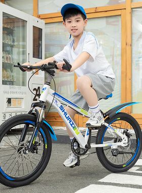 自行车儿童e山地车男女孩中小学生双碟刹赛车避震变速越野轻便单