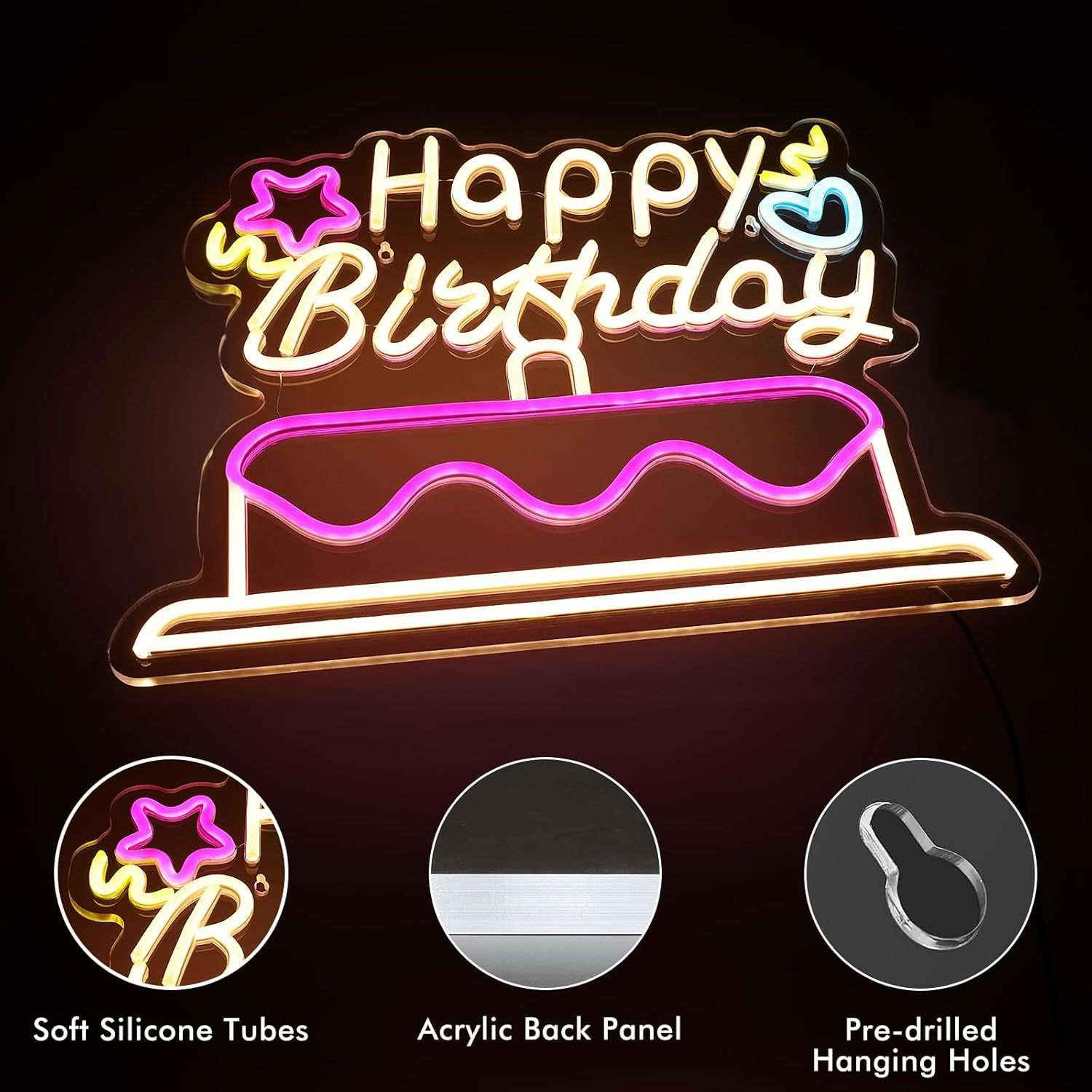 跨境led霓虹灯生日快乐字母发光字灯牌生日派对装饰灯氛围灯