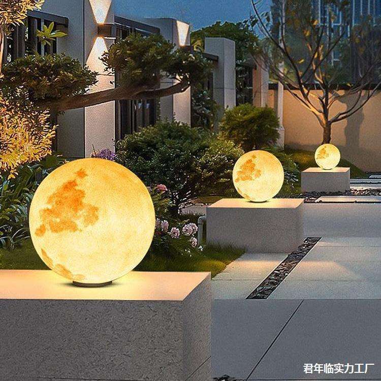 大门庭院柱子柱头灯圆形水花灯月亮外防花园别墅花园户外太阳头灯