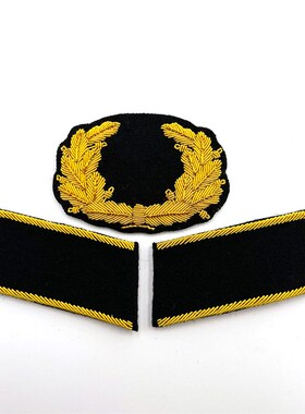 55式布贴刺绣h制服金销绣配饰徽章手工金属丝红色领针纪念品帽