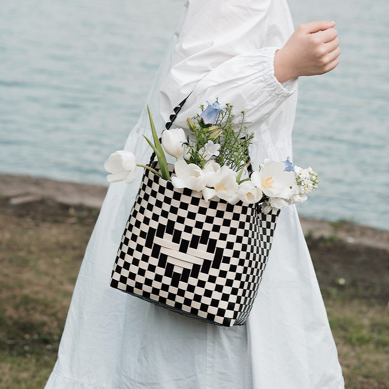 莫语 编织收纳篮 ins风手提篮包B 时尚购物篮户外田园大号野餐篮,收纳整理,购物篮,淘宝优惠券,粉丝福利购,淘宝优惠卷