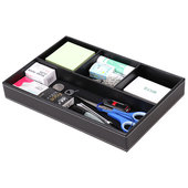 皮革文具收纳盒办公用品桌面收纳盘 零钱钥匙U杂物整理盒盘子