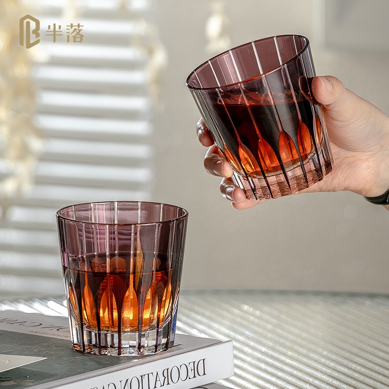 江户切子星芒杯子轻奢洋酒杯水C晶手工玻璃威士忌酒杯酒具礼盒