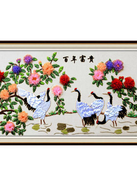 丝带绣客厅大挂画彩带秀2021新款C十字绣立体绣手工diy材料包套件