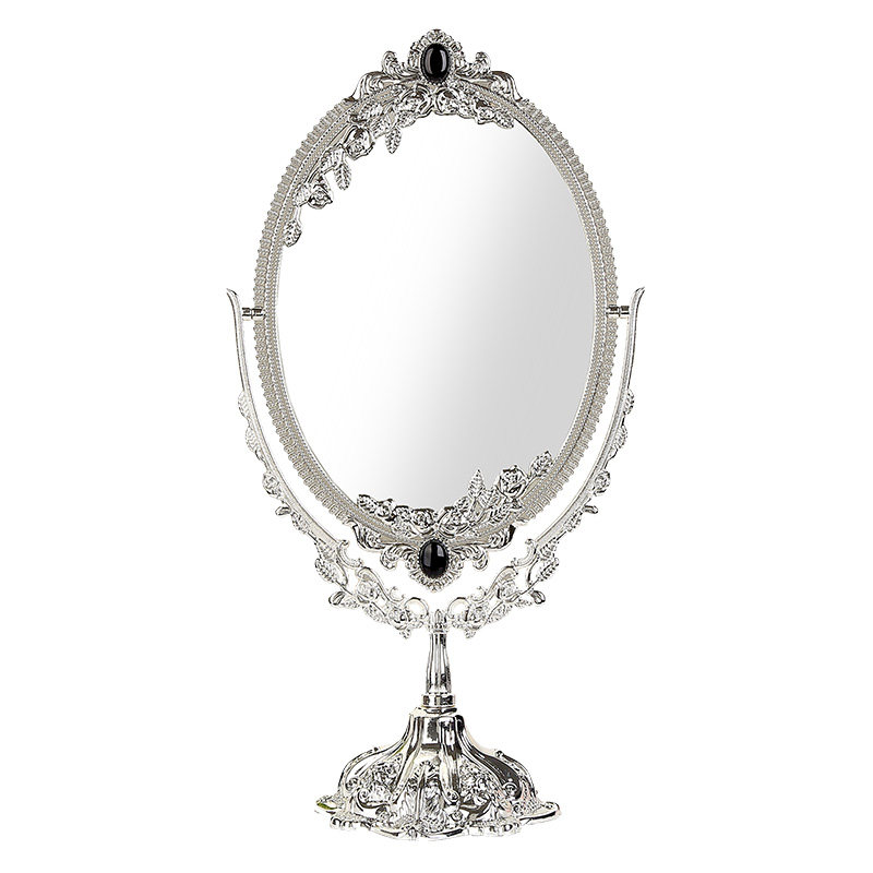 欧式复古镜子化妆镜双面 创意公主梳妆J台台式梳妆镜金属大号高清