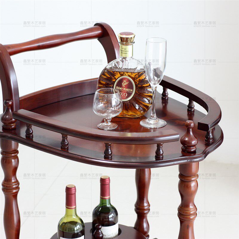 欧式移动实木餐车美容院小推车z家用多功能酒水车送茶置物架万向