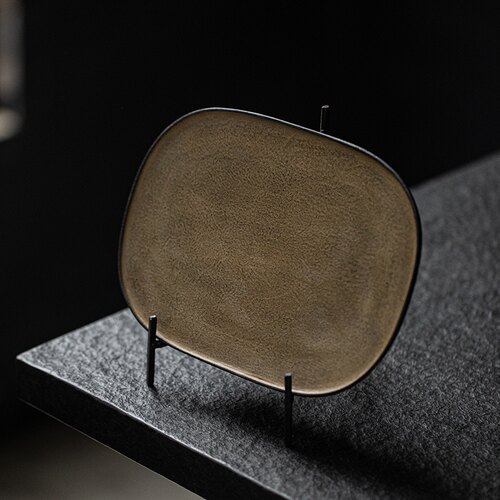 半闲甄选铁艺盘架置物架书架餐盘架E陶瓷盘架置物架茶饼架茶具零