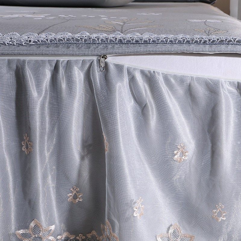 夏季冰丝凉席三i件套蕾丝床裙款空调软席可拆卸花边席子可机洗草,床上用品,冰丝席,淘宝优惠券,粉丝福利购,淘宝优惠卷