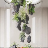 新款 饰摆件拍摄道具悬浮V假山庭院景观 仿真石假石头造景石壁挂装