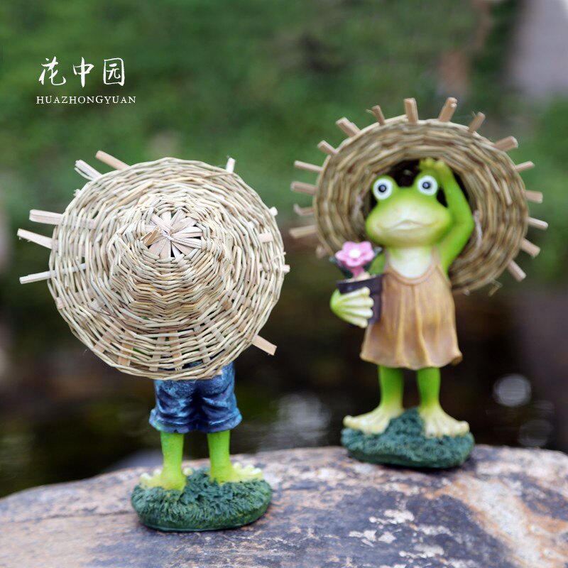 佳鲤推荐草帽青蛙花n园摆件阳台庭院装饰树脂工艺品园艺卡通户外