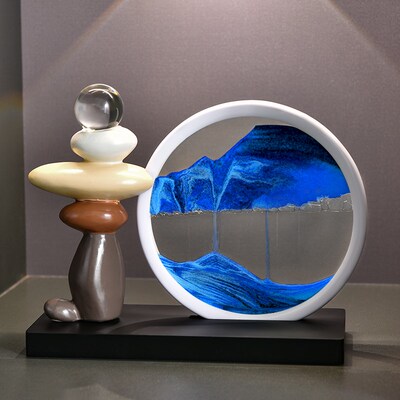 时来运转流沙画摆件玄关客厅电视柜酒柜J办公室轻奢高档高级装饰