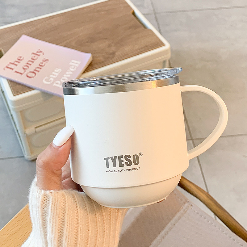 不锈钢马克d杯带盖水杯家用男女学生高颜值办公室宿舍情侣咖啡杯,餐饮具,马克杯,淘宝优惠券,粉丝福利购,淘宝优惠卷